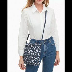 Kate Spade Jae Fleur Toss Flat Crossbody Navy Floral Nylon NWT $189